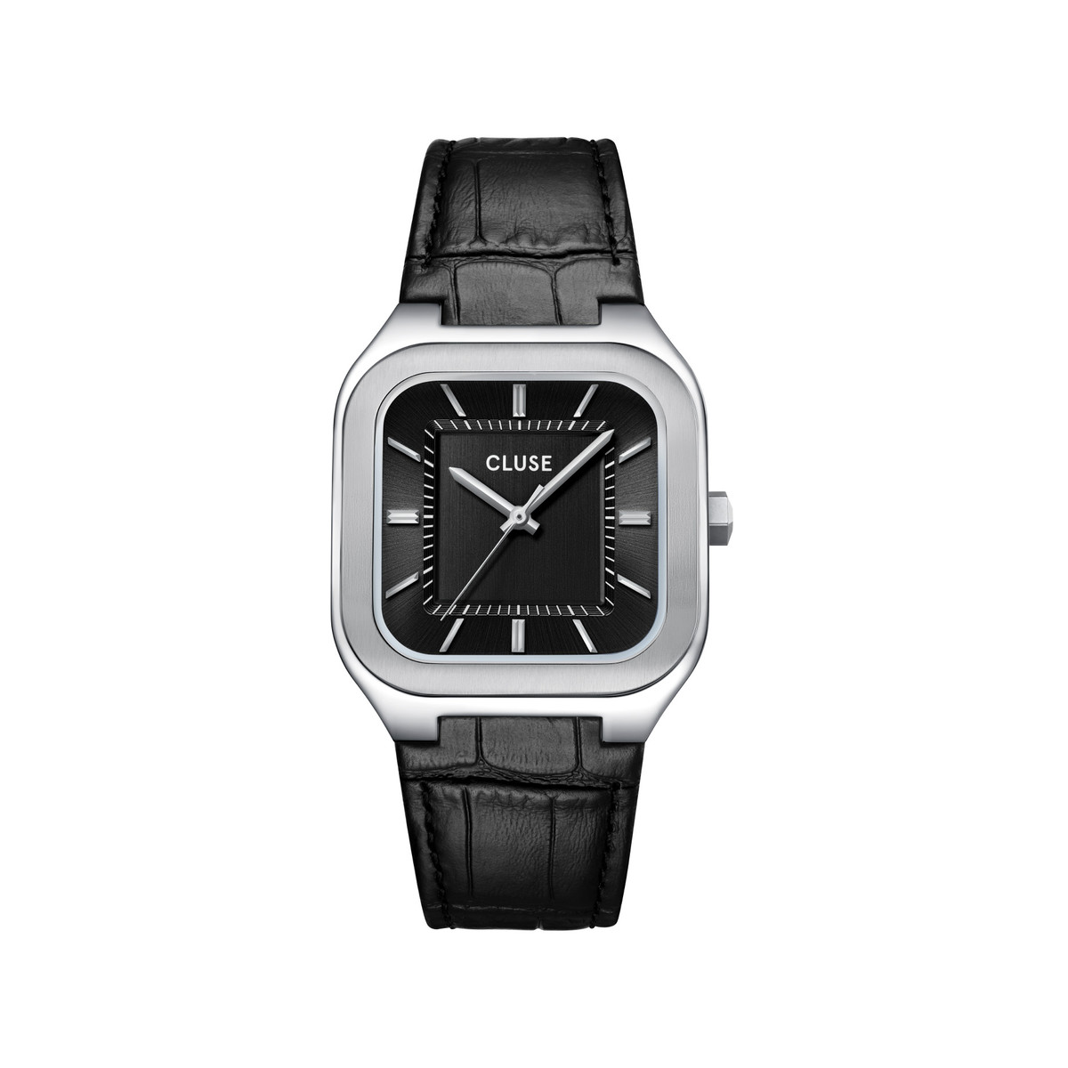 Montre CLUSE QUADRUS Homme cadran noir bracelet acier inoxydable noir