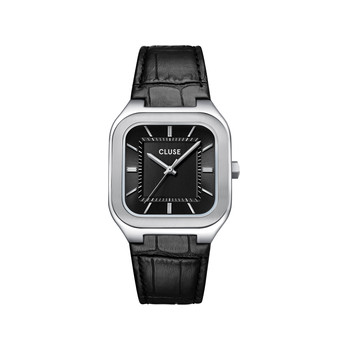 Montre CLUSE QUADRUS Homme cadran noir bracelet acier inoxydable noir