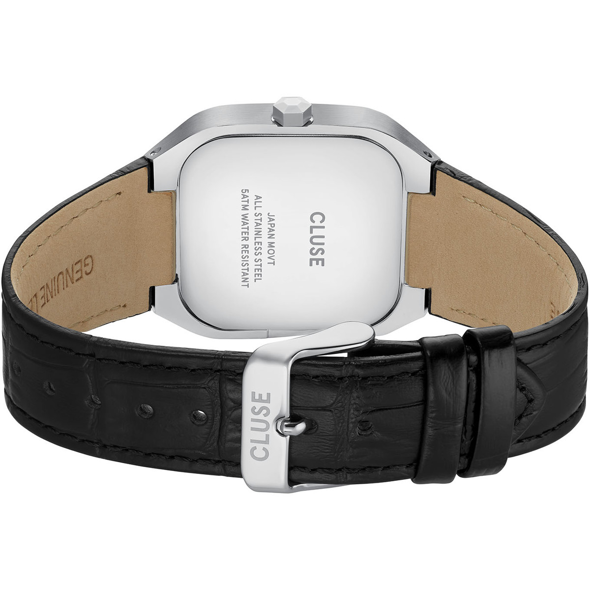 Montre CLUSE QUADRUS Homme cadran noir bracelet acier inoxydable noir - vue 3
