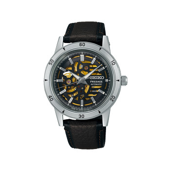Montre SEIKO presage homme automatique, bracelet cuir marron fonce