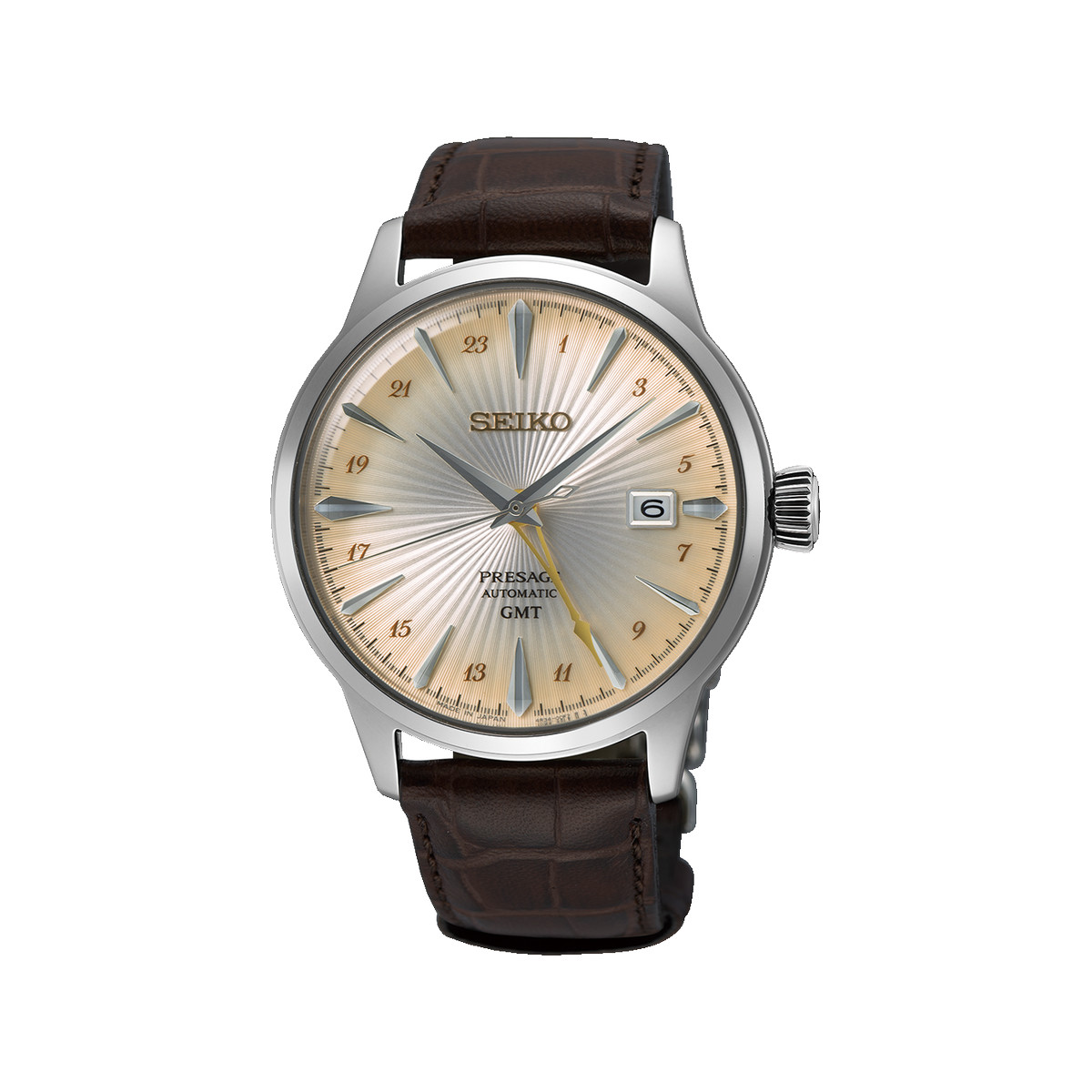 Montre SEIKO presage homme automatique, bracelet cuir marron fonce