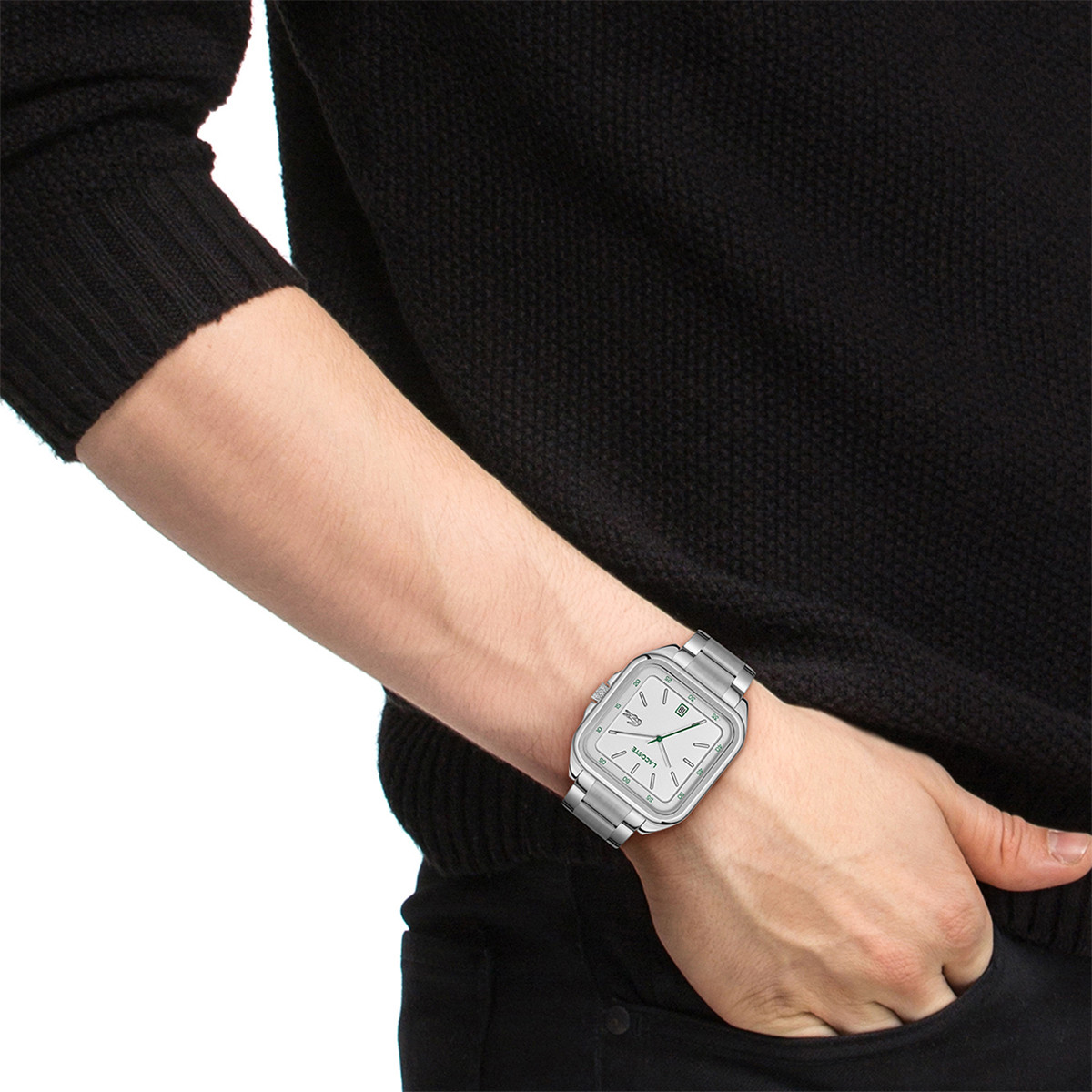 Montre LACOSTE LACOSTE.12.12 up homme bracelet acier inoxydable - vue porté 1