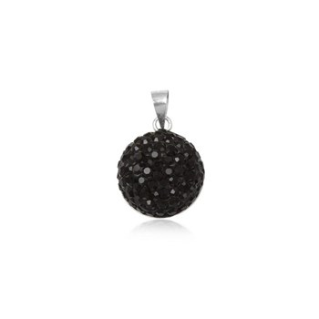 Pendentif shamballa noir - Diamètre 1cm