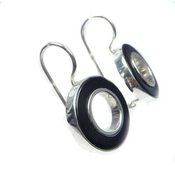 Zwarte agaat zilveren oorbellen