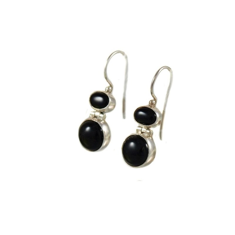 Boucles d'oreille agate noire - vue 2
