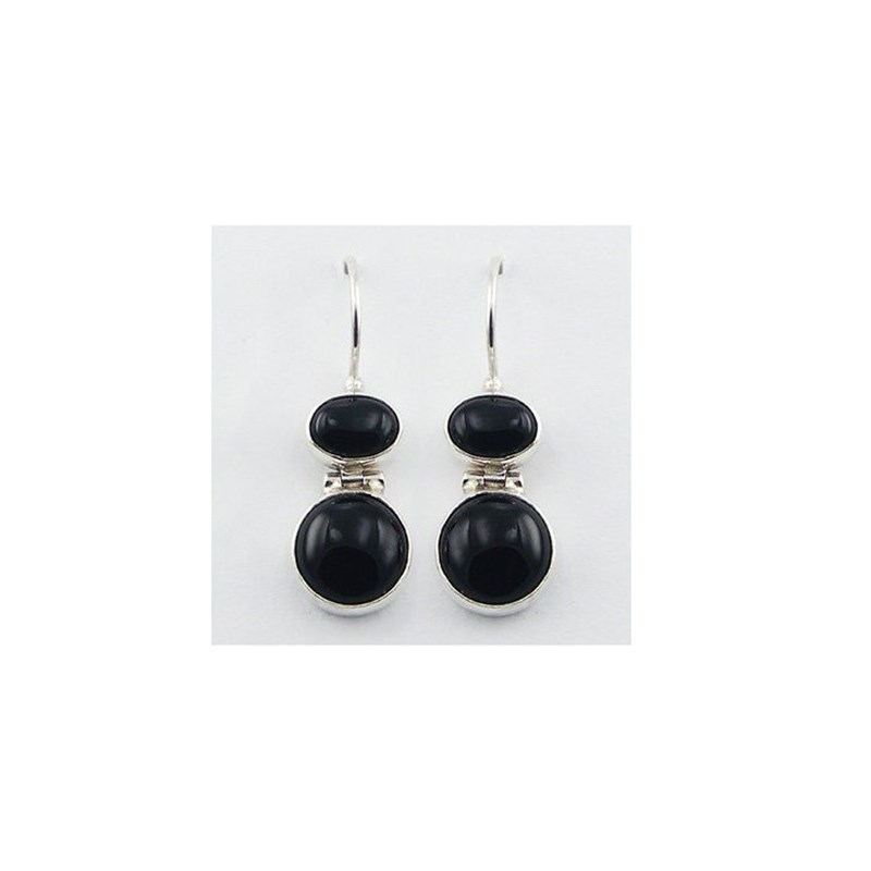 Boucles d'oreille agate noire - vue 3