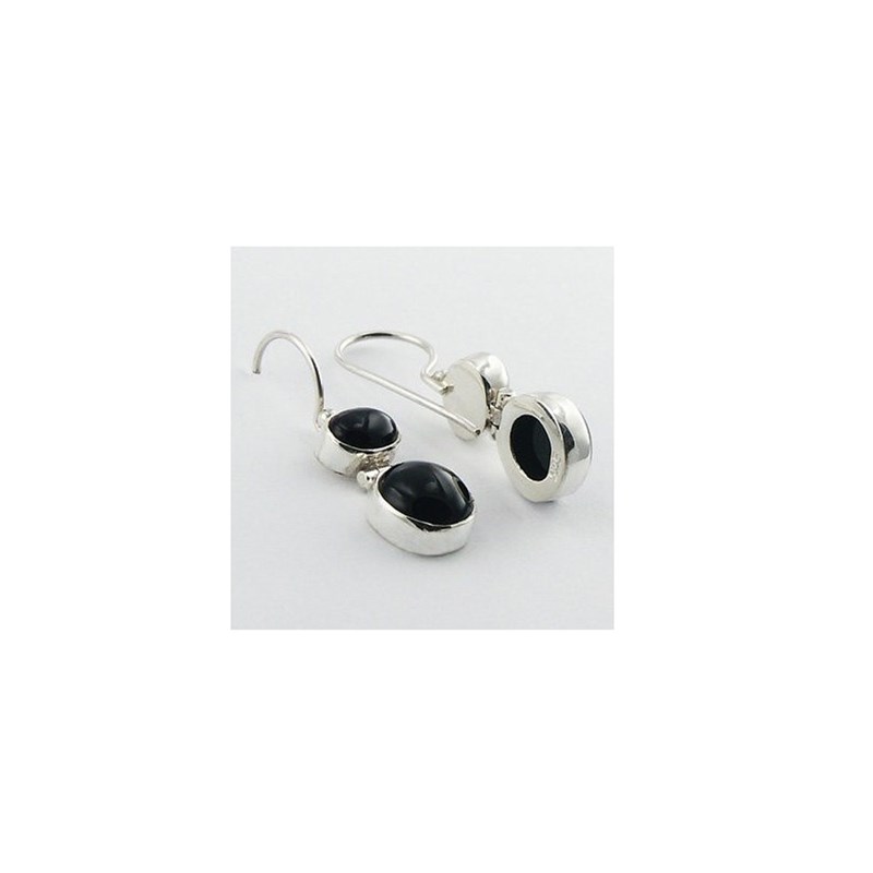 Boucles d'oreille agate noire - vue 4