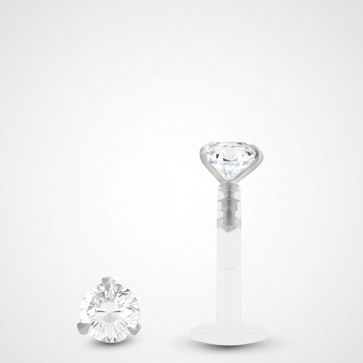 Piercing labret diamant 0,03 carats en or blanc