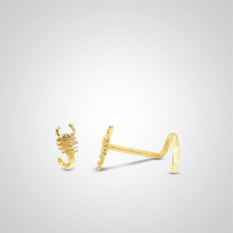 Piercing de nez scorpion or jaune barre en U