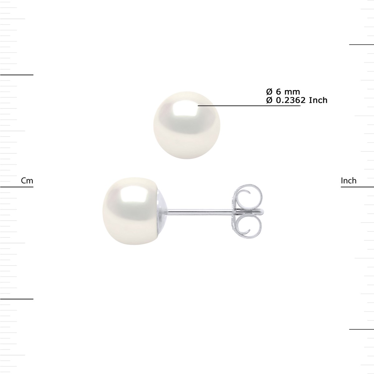 Boucles d'Oreilles Perles d'Eau Douce 6-7 mm Blanches Argent 925 - vue 3
