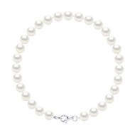 Bracelet Rang de Perles d'Eau Douce Rondes 6-7 mm Blanches Argent 925