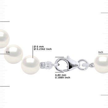 Bracelet Rang de Perles d'Eau Douce Rondes 6-7 mm Blanches Argent 925
