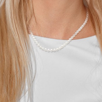 Collier Rang de Perles d'Eau Douce Noires 6-7 mm Anneau Marin Argent 925