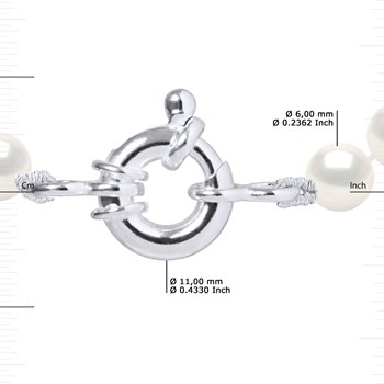 Collier Rang de Perles d'Eau Douce Noires 6-7 mm Anneau Marin Argent 925
