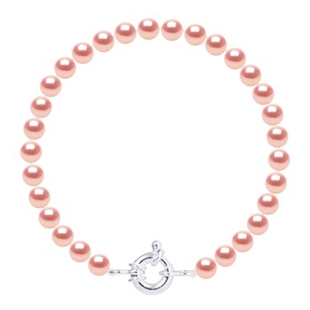 Bracelet Rang de Perles d'Eau Douce Rondes 6-7 mm Rose Naturel Prestige Argent 925