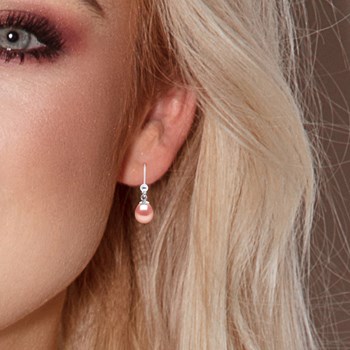 Boucles d'Oreilles Pendantes Perles d'Eau Douce Blanches Poires 7-8 mm Argent 925