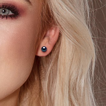Boucles d'Oreilles Perles d'Eau Douce 6-7 mm Noires Argent 925