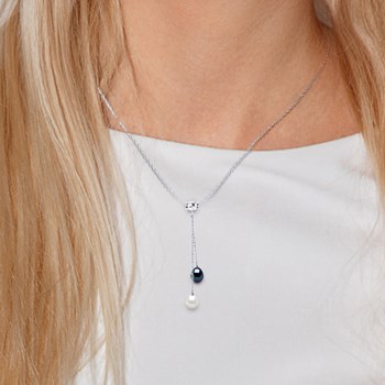 Collier Perle d'Eau Douce Ronde 8-9 mm Blanche Chaîne Forçat Argent 925