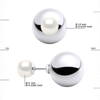 Boucles d'Oreilles RECTO VERSO Perles d'Eau Douce Blanches 6-7 mm Argent 925