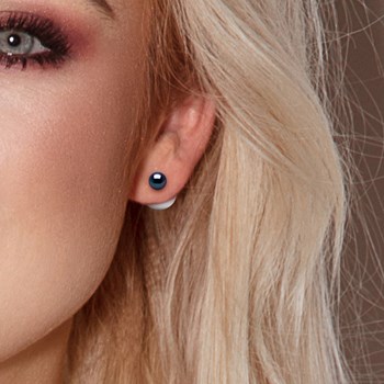 Boucles d'Oreilles RECTO VERSO Perles d'Eau Douce Noires 6-7 mm Argent 925