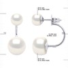 Boucles d'Oreilles DUO Perles d'Eau Douce Blanches 6 et 9 mm Argent 925 - vue V3