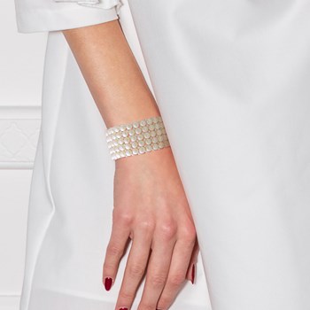 Bracelet Manchette 5 Rangs Perles d'Eau Douce Blanches Argent 925