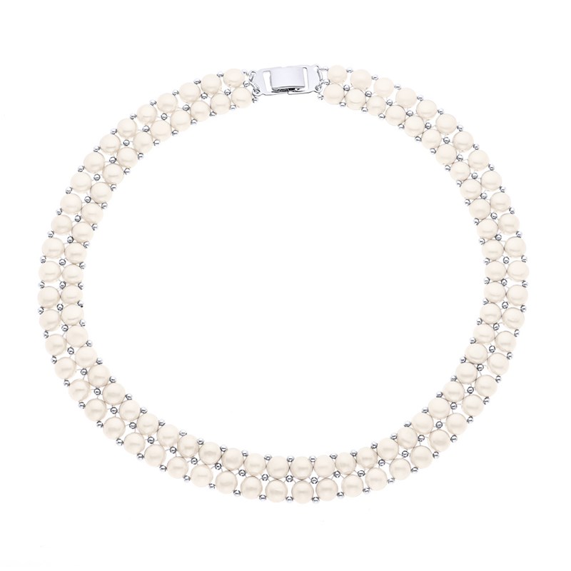 Collier 2 Rangs Perles d'Eau Douce 3-4 mm Blanches