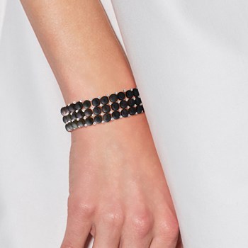 Bracelet Manchette 3 Rangs Perles d'Eau Douce Noires Argent 925