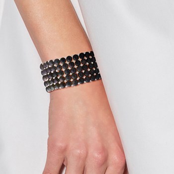 Bracelet Manchette 5 Rangs Perles d'Eau Douce Noires Argent 925