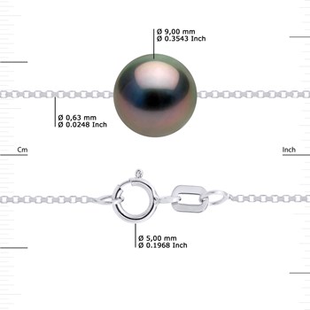 Collier Perle de Tahiti Ronde 9-10 mm Chaîne Vénitienne Argent 925