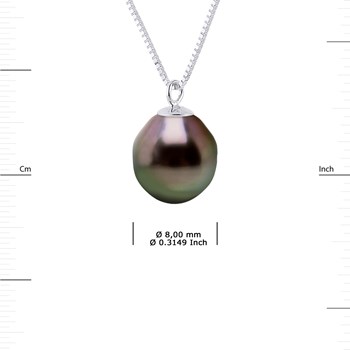 Collier Perle de Tahiti Poire 8-9 mm en Pendentif Argent 925