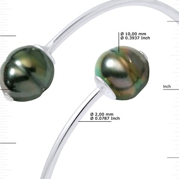 Bracelet Jonc TOI ET MOI Perles de Tahiti Cerclées 10-11 mm Argent 925