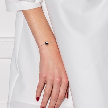 Armband Ketting met TAHITI PAREL Rond 9-10 mm Zilver 925