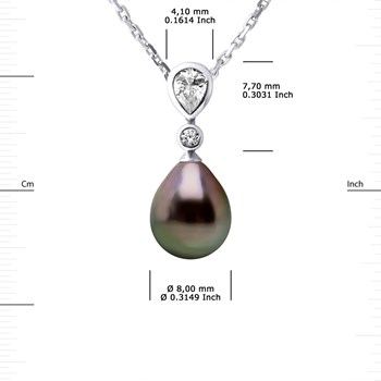 Collier Joaillerie Perle de Tahiti Poire 8-9 mm Argent 925