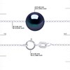 Collier Perle de Culture d'Eau Douce Ronde et Noire 9-10 mm Chaîne Vénitienne Or Blanc - vue V3