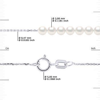 Bracelet TRINITE 7 Perles d'Eau Douce Rondes 3-4 mm Blanches Naturelles Chaîne Forçat Or Blanc
