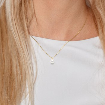 Collier Perle de Culture d'Eau Douce Poire 8-9 mm Blanche Chaîne Or Jaune