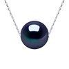 Collier Perle d'Eau Douce Noire Ronde 11-12 mm Chaîne Forçat Or Blanc 18 Carats - vue V1