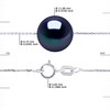 Collier Perle d'Eau Douce Noire Ronde 11-12 mm Chaîne Forçat Or Blanc 18 Carats - vue V3