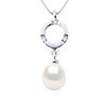 Pendentif Diamants 0,010 Cts Perle de Culture d'Eau Douce Poire 7-8 mm Blanche Or Blanc - vue V1