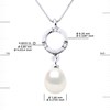 Pendentif Diamants 0,010 Cts Perle de Culture d'Eau Douce Poire 7-8 mm Blanche Or Blanc - vue V3