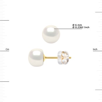 Clous d'Oreilles Perles de Culture 6-7 mm Blanches Naturelles Imperdables Or Jaune
