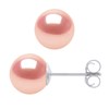 Clous d'Oreilles Perles de Culture d'Eau Douce Rondes 7-8 mm Roses Or Blanc - vue V1