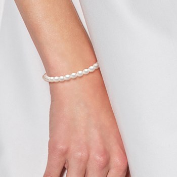 Bracelet Perles d'Eau Douce Grains de Riz 4-5 mm Blanches Or Jaune 18 Carats