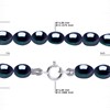 Collier Rang de Perles d'Eau Douce Grain de Riz 4-5 mm Noires Or Blanc 18 Carats - vue V3