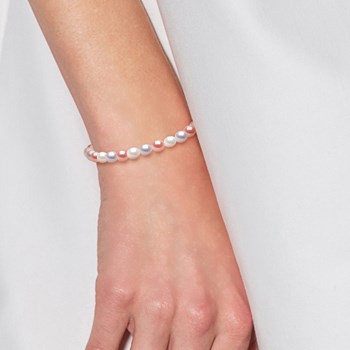 Bracelet Perles d'Eau Douce Grains de Riz 4-5 mm Multicolores Or Jaune 18 Carats
