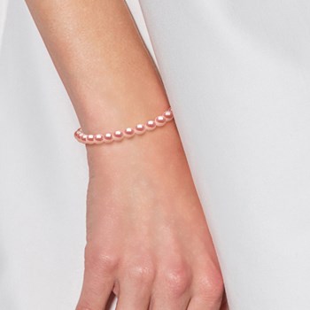 Bracelet Perles d'Eau Douce Grains de Riz 4-5 mm Roses Or Blanc 18 Carats