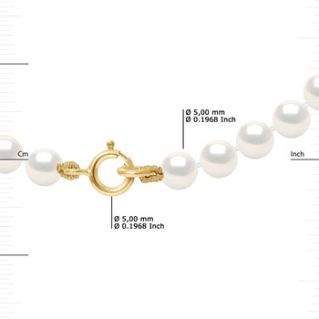 Collier Rang de Perles d'Eau Douce Rondes 4-5 mm Blanches Or Jaune 18 Carats