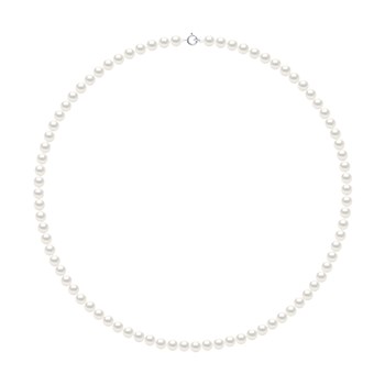 Collier Rang de Perles d'Eau Douce Rondes 5-6 mm Blanches Or Blanc 18 Carats