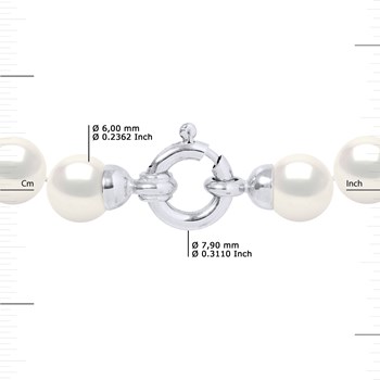 Bracelet Perles de Culture d'Eau Douce 6-7 mm Blanches Fermoir Prestige Or Blanc
